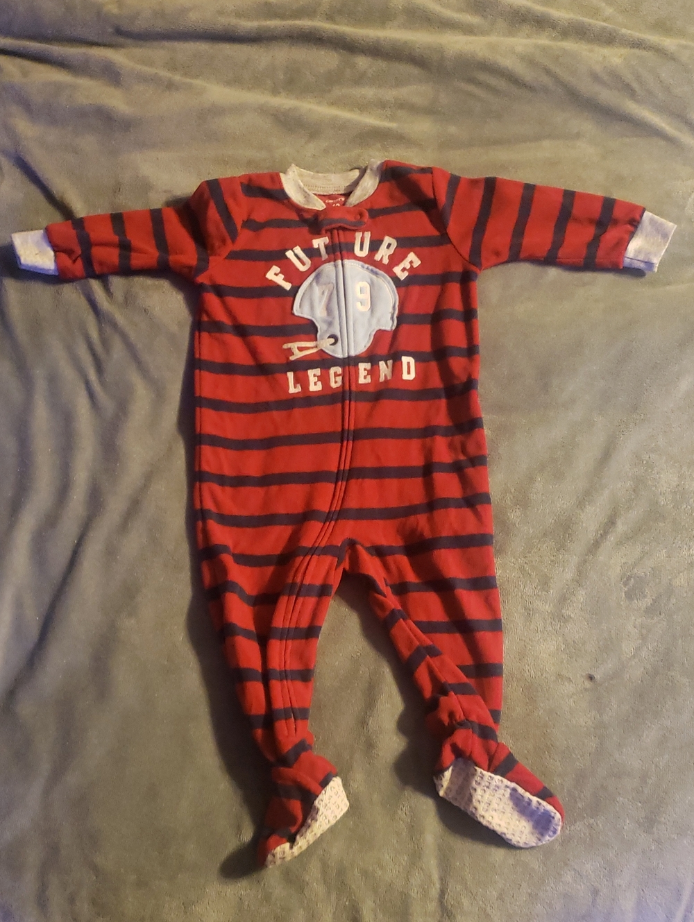 Carter's Red & Navy Striped Footed One-Piece